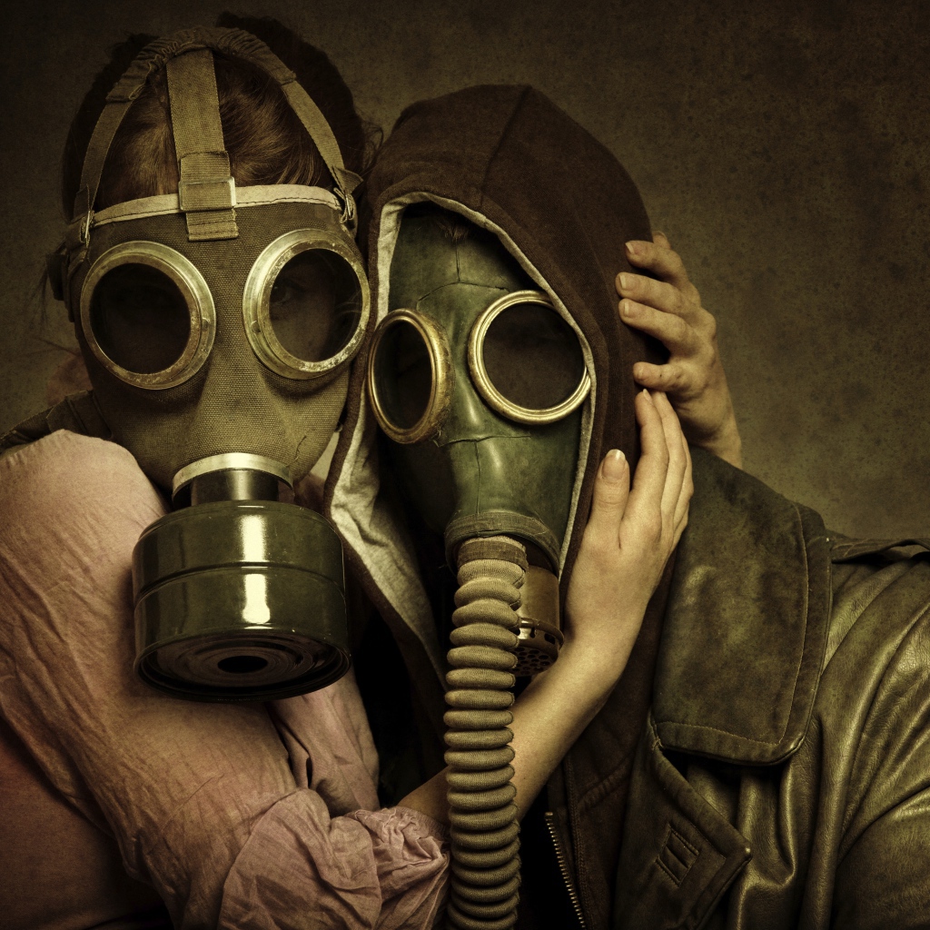 A pair of gas masks, protection against the pandemic covid-19