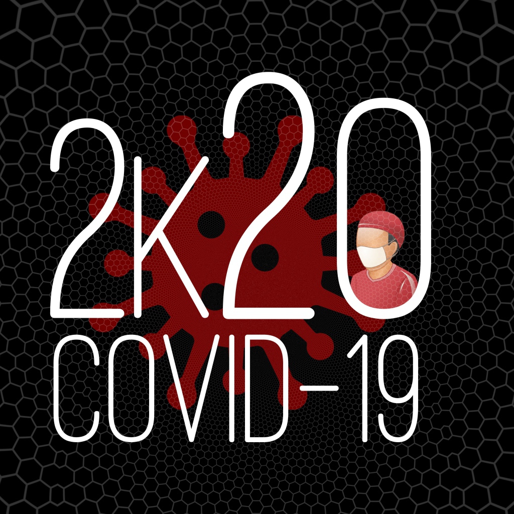 Надпись COVID-19 на черном фоне