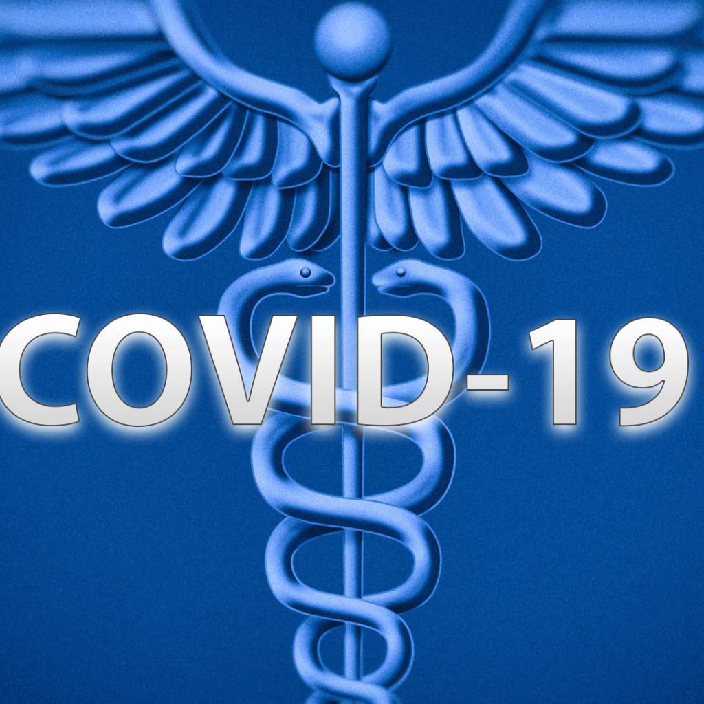 Надпись коронавирус covid-19 на синем фоне