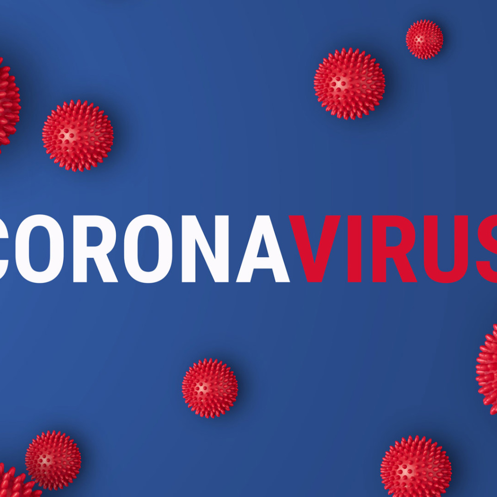 Надпись коронавирус на синем фоне, 2020