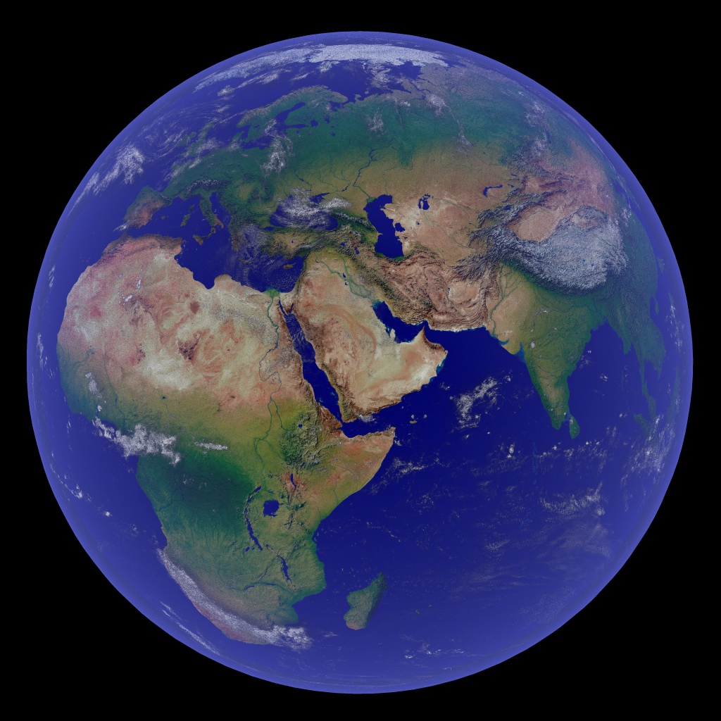 Большая голубая планета Земля на черном фоне