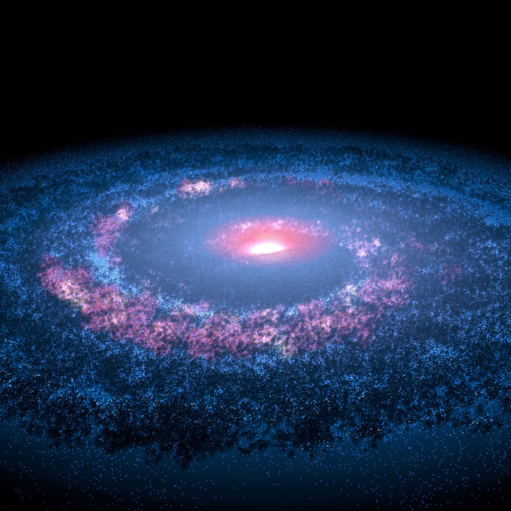 Голубая космическая спираль на черном фоне