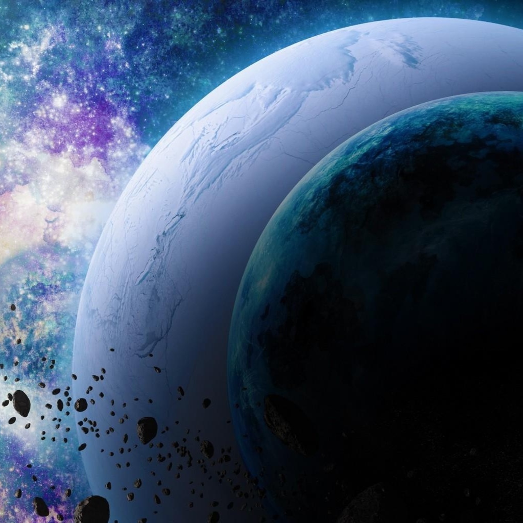 Планеты солнечной системы в космосе с астероидами