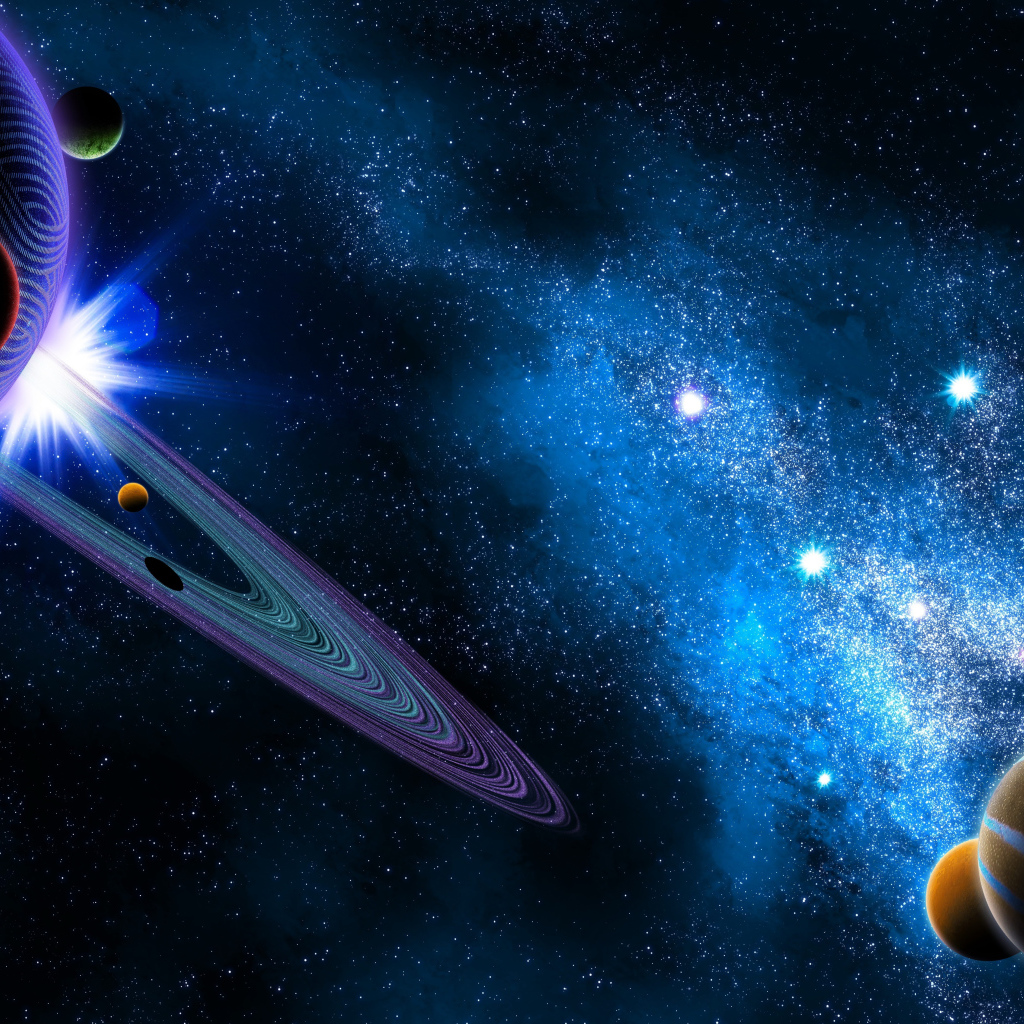 Планеты солнечной системы в космосе с млечным путем