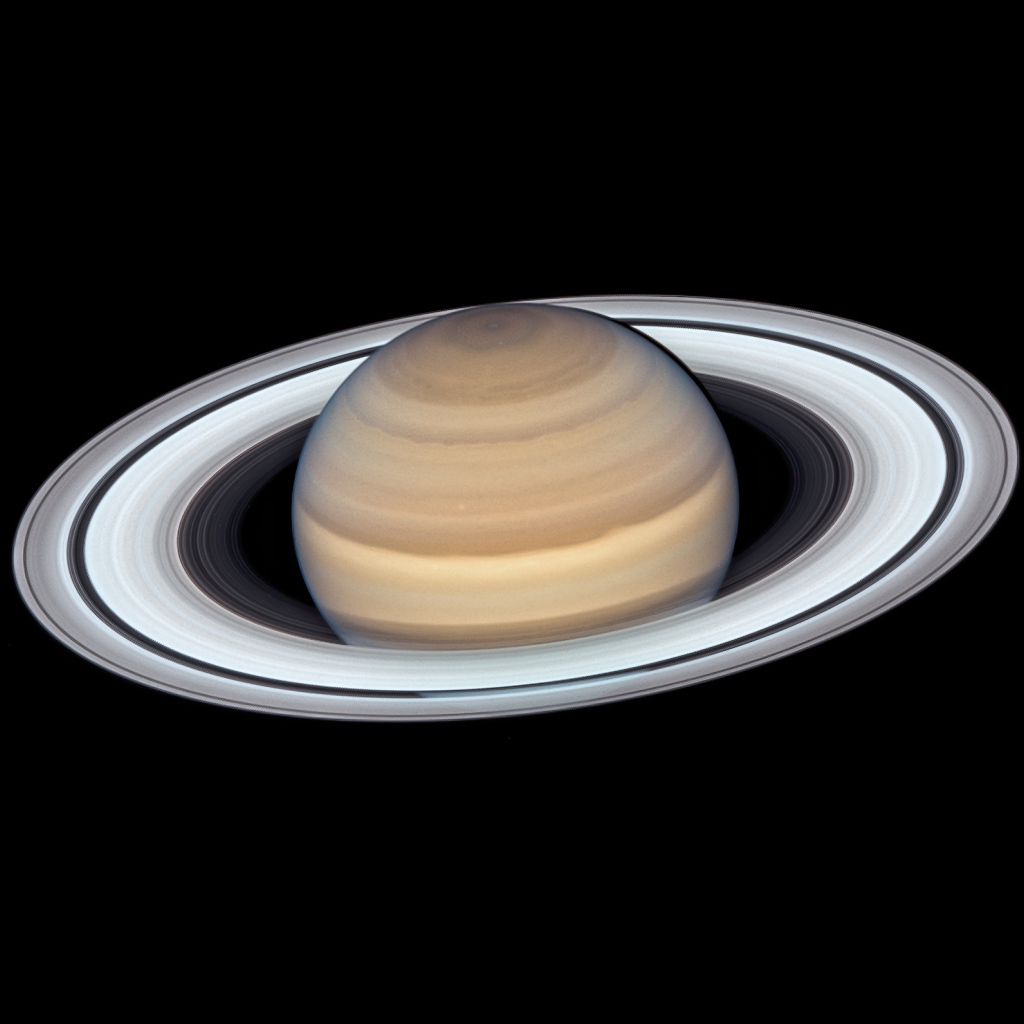 Saturn big planet with rings on a black background