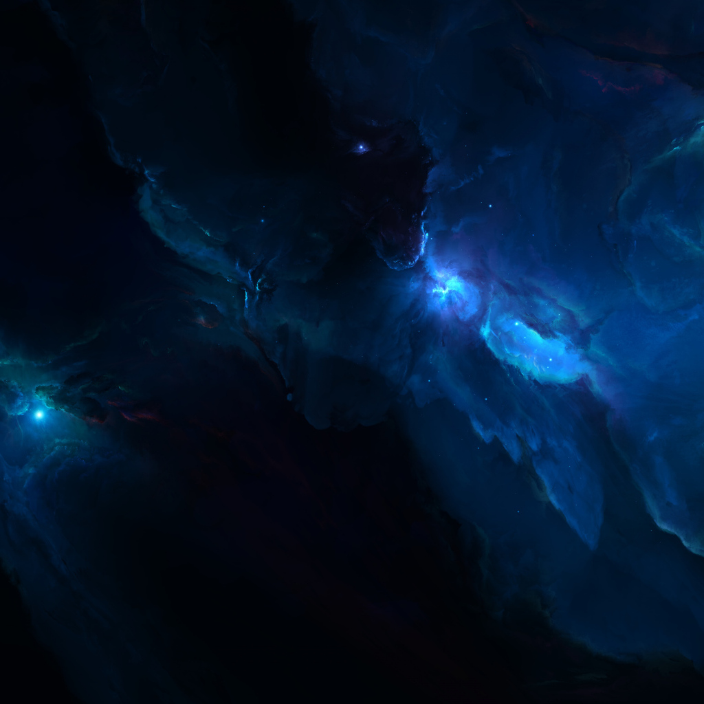 Звезды в синем туманном космосе 