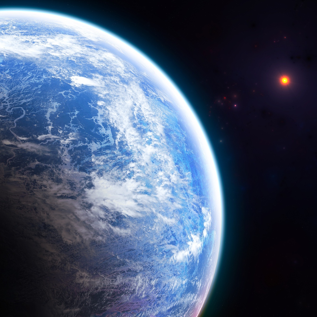 Вид на огромную голубую планету Земля из космоса 