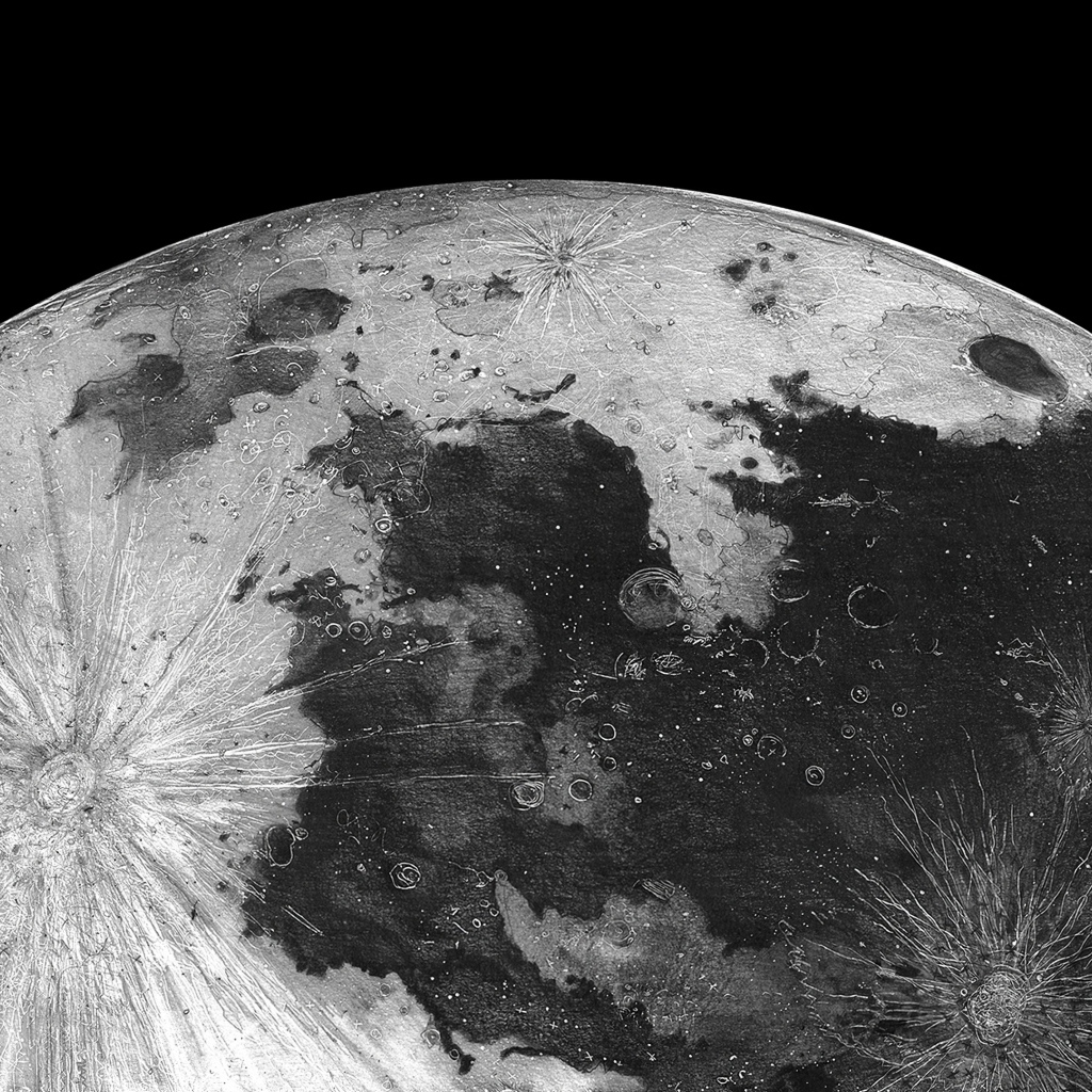 Вид на огромную луну на черном фоне 