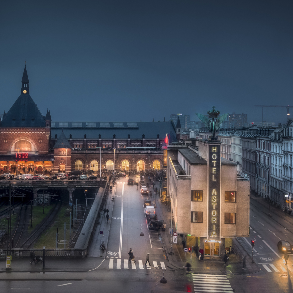 Вид на ночной Копенгаген, Дания