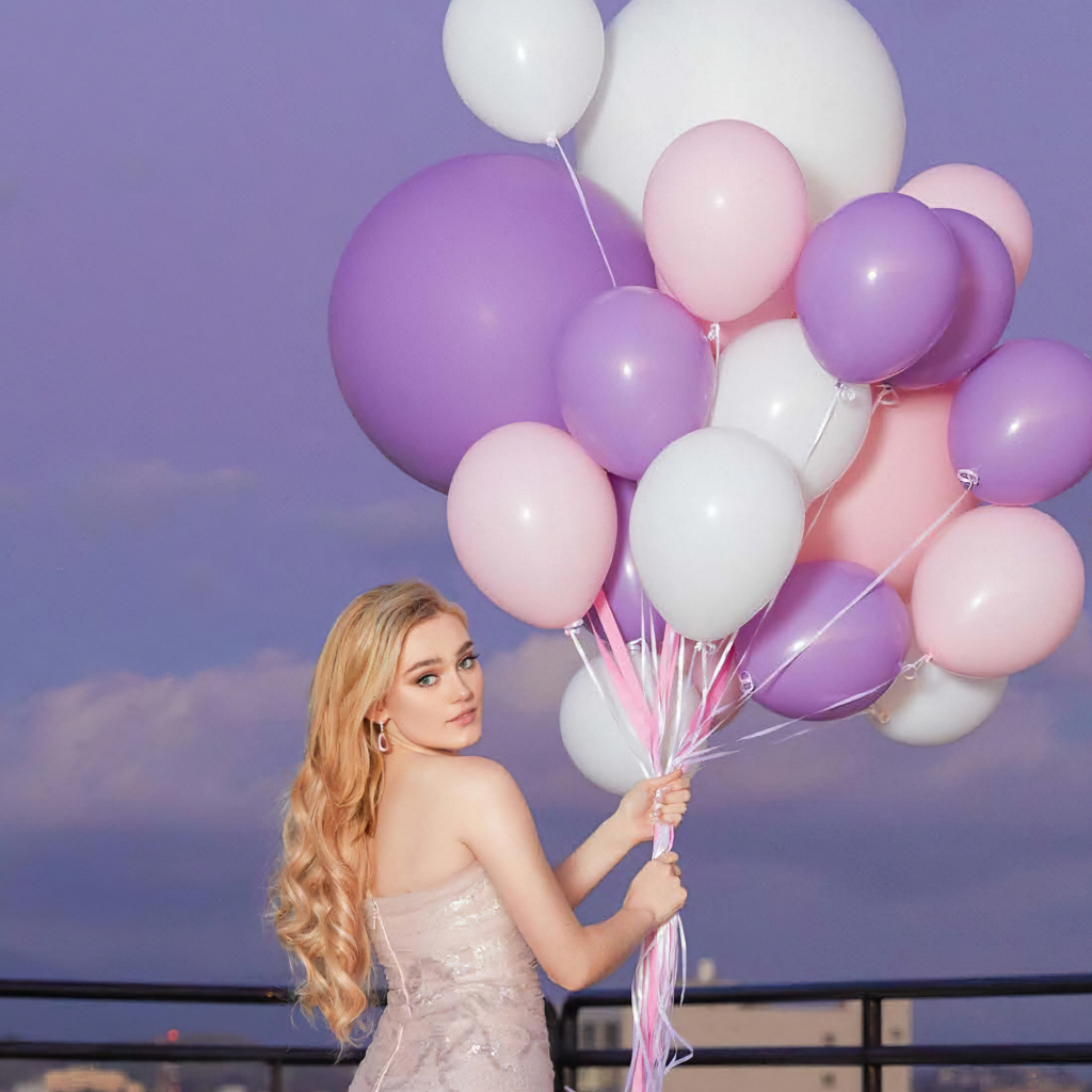 Американская актриса Мэг Доннелли с воздушными шариками