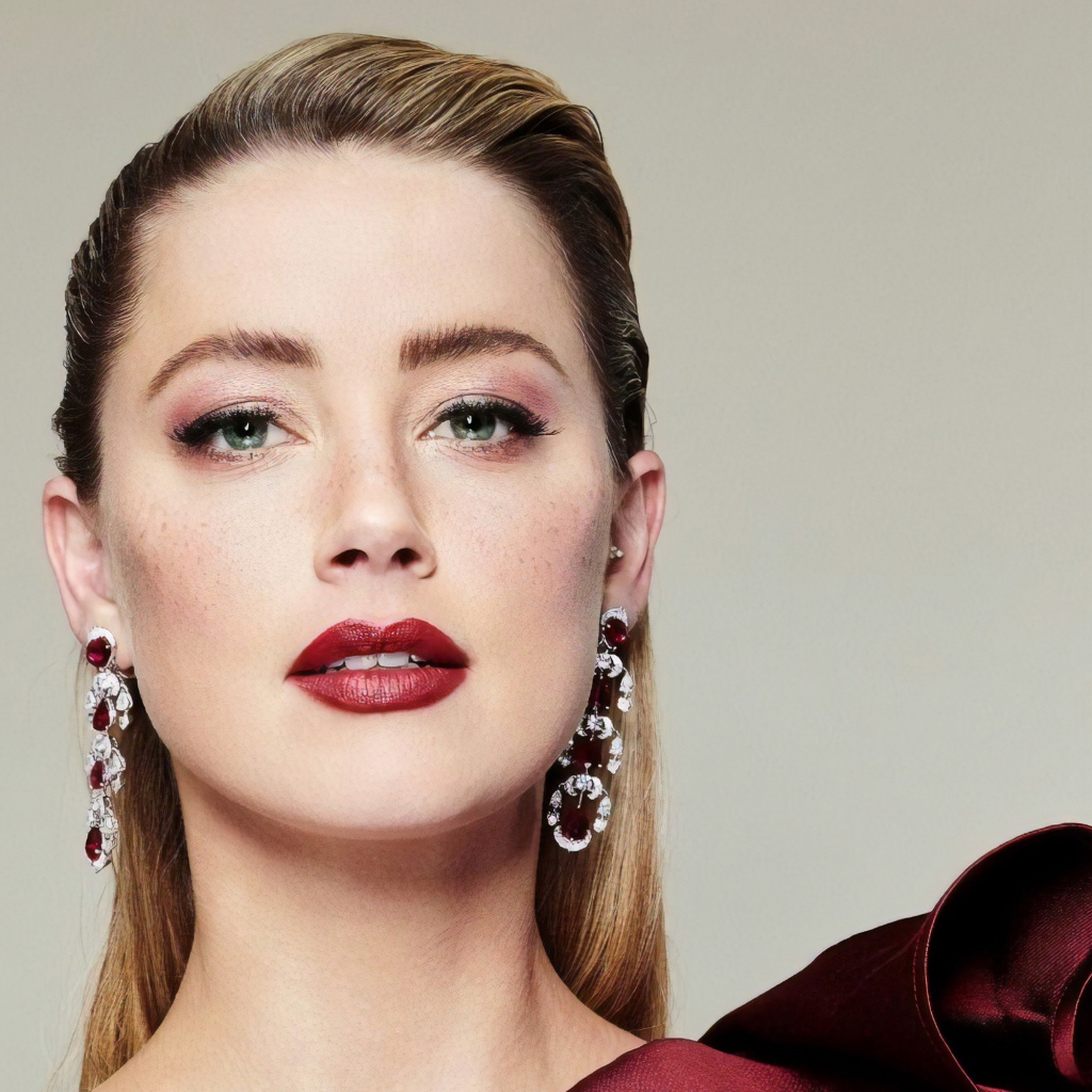 Стильная женщина, актриса Эмбер Хёрд с ярким макияжем