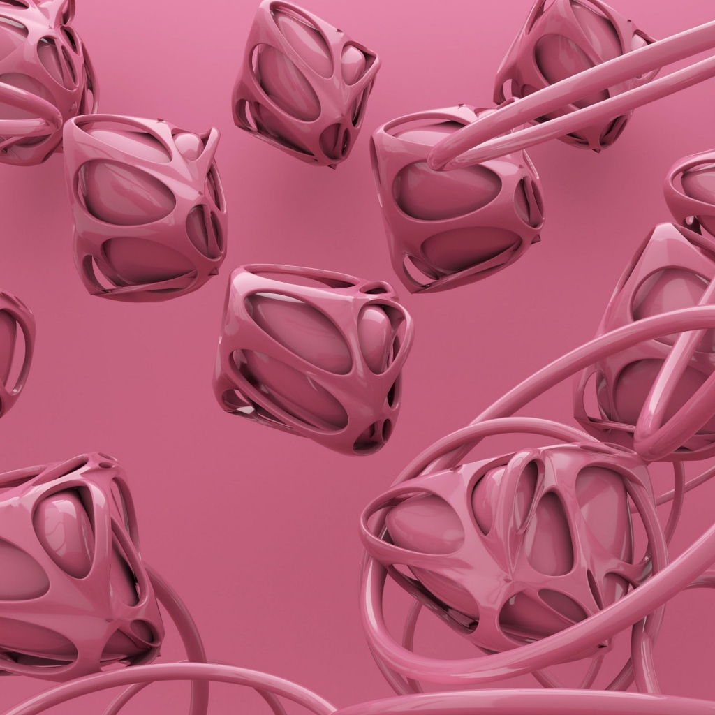 Абстрактные розовые квадраты с кольцами 