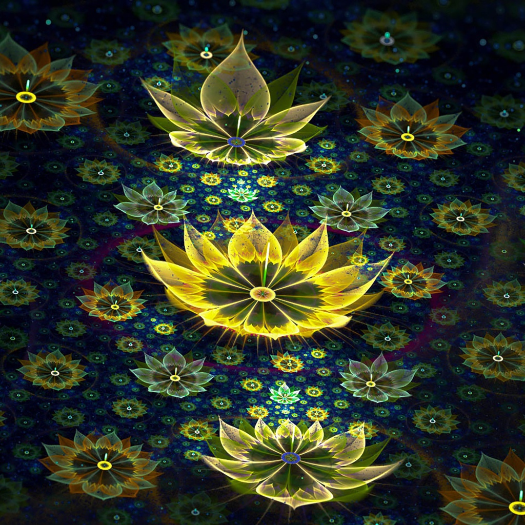 Красивые 3д цветы на черном фоне