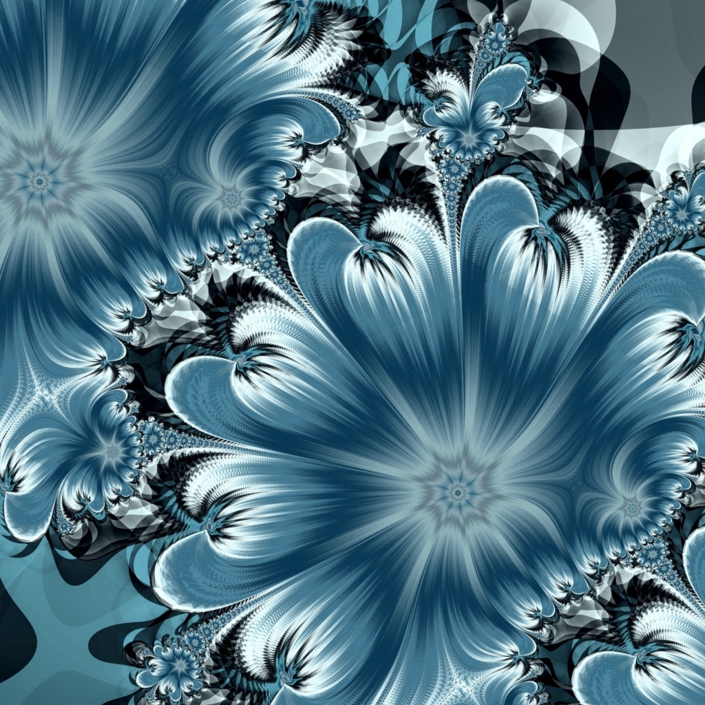 Красивый абстрактный синий цветок с узорами 