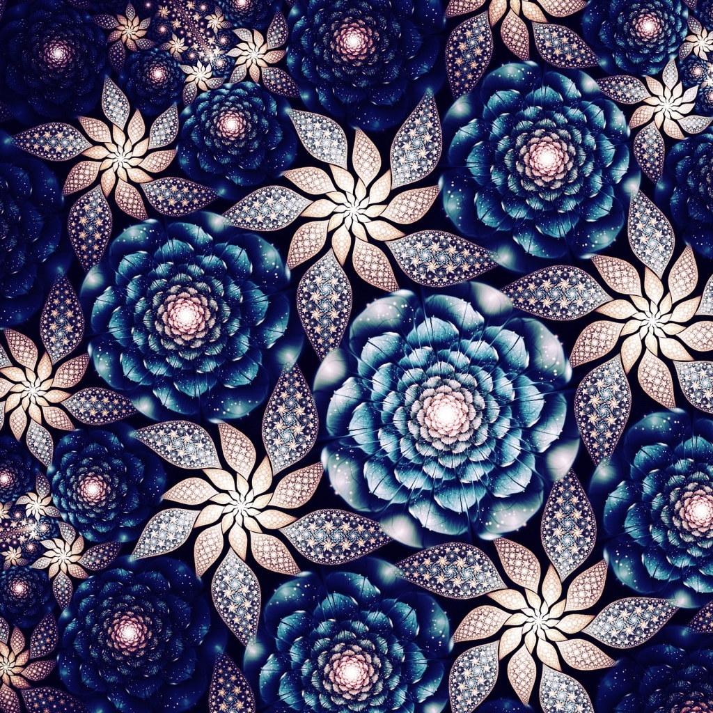 Красивые абстрактные цветы с неоновым свечением