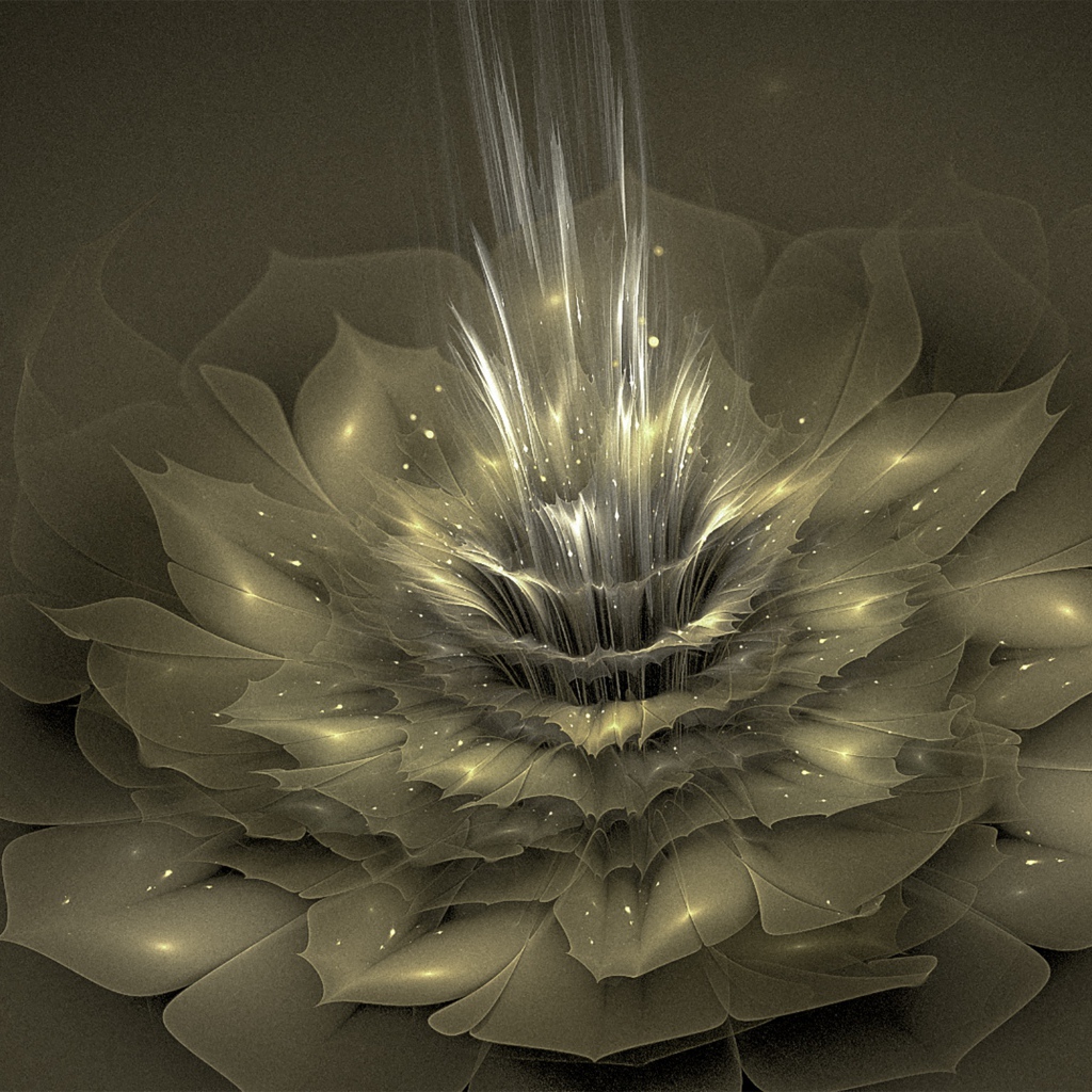 Красивый золотой цветок с блеском 3д графика