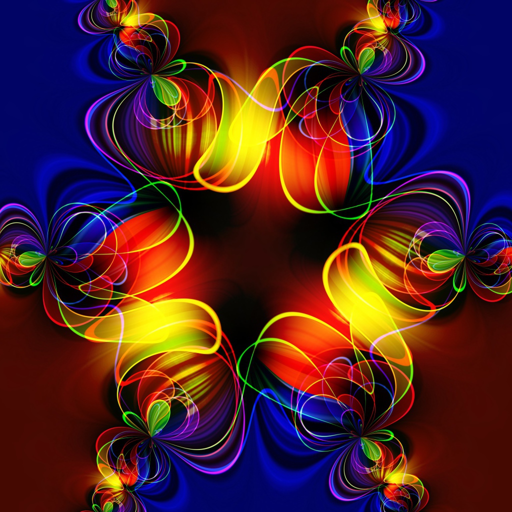 Красивый разноцветный симметричный цветок