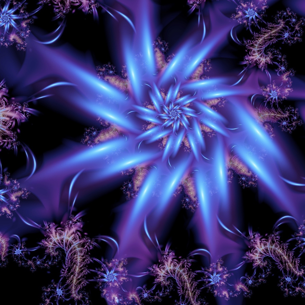 Красивый неоновый абстрактный цветок на черном фоне 