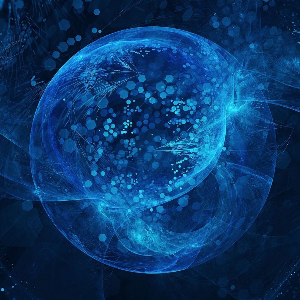 Красивый неоновый шар на блестящем фоне