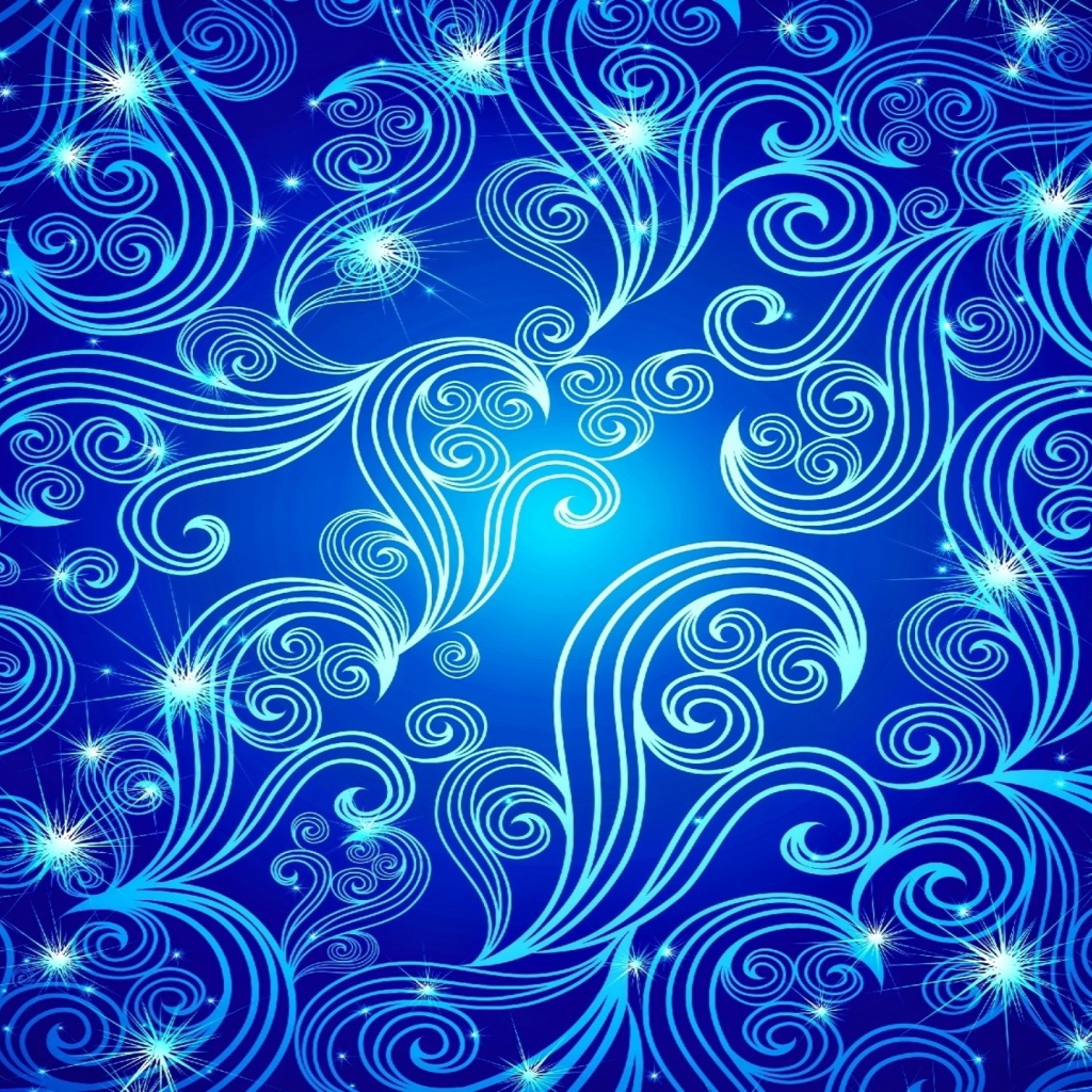 Красивые неоновые волны на голубом фоне 