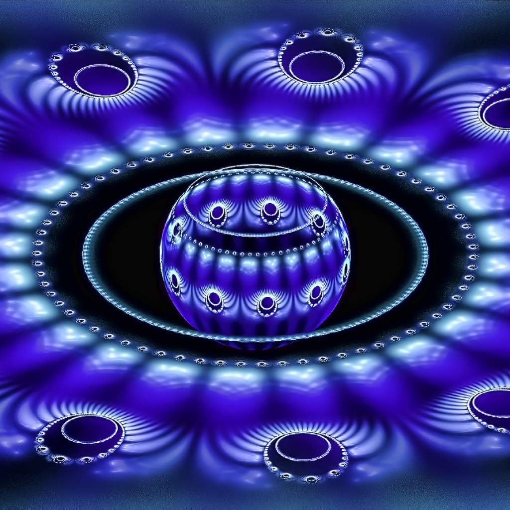 Синий цветок со сферой внутри 3д графика