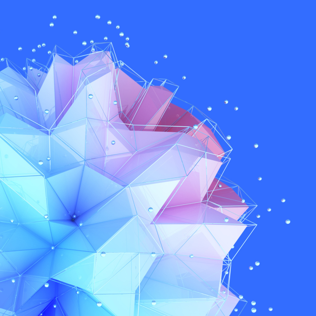 Голубой геометрический цветок на синем фоне 