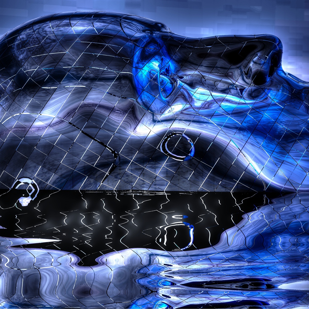 Синяя голова в воде 3д графика