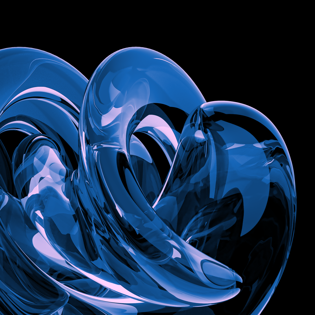 Голубая прозрачная спираль на черном фоне 