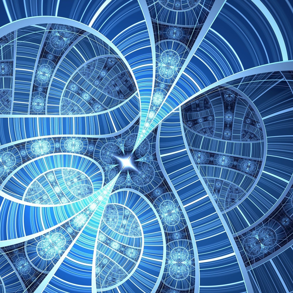 Голубой волнистый фрактальный узор