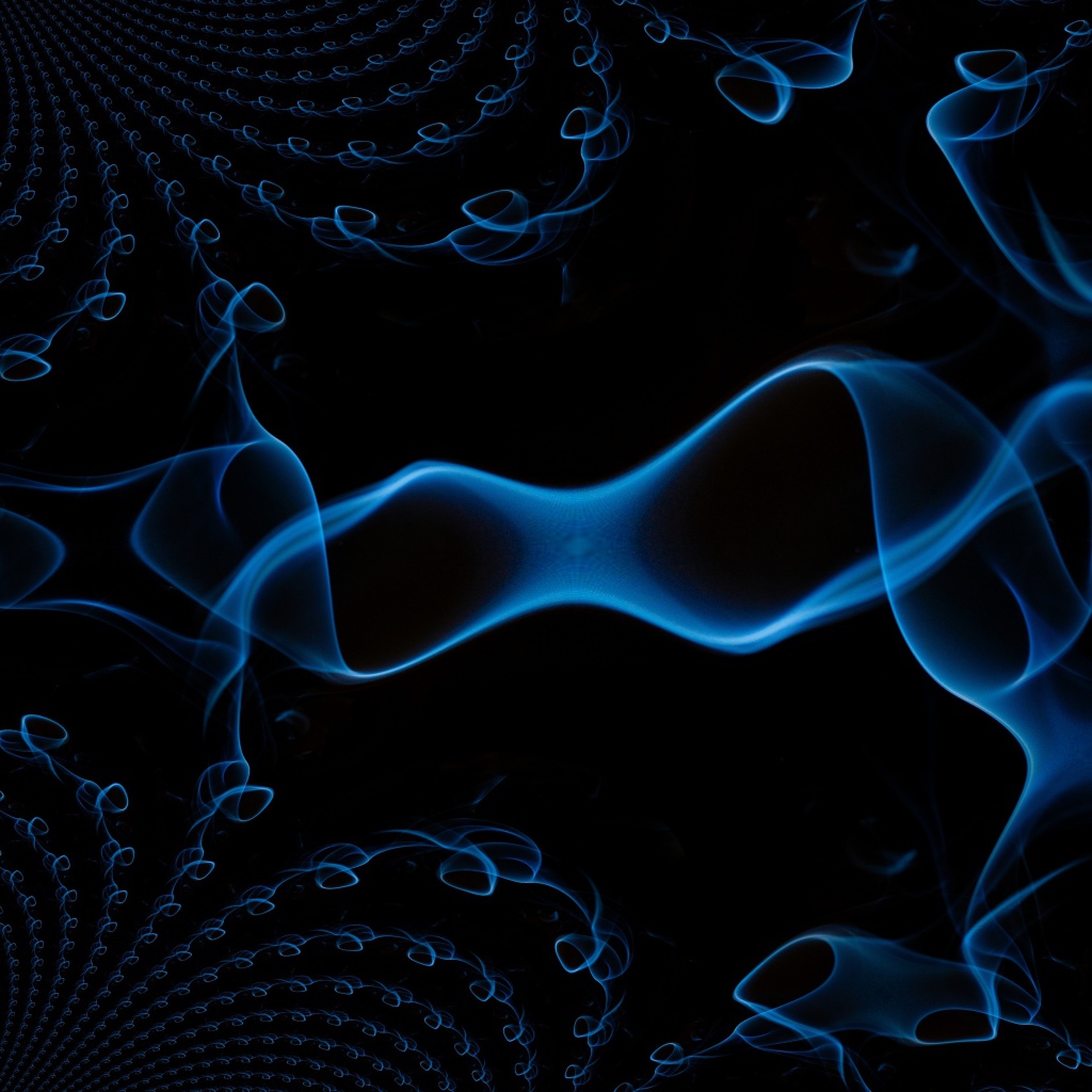 Синий волнистый дым на черном фоне