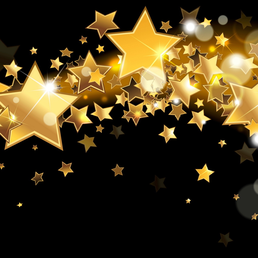 Яркие золотые звезды на черном фоне
