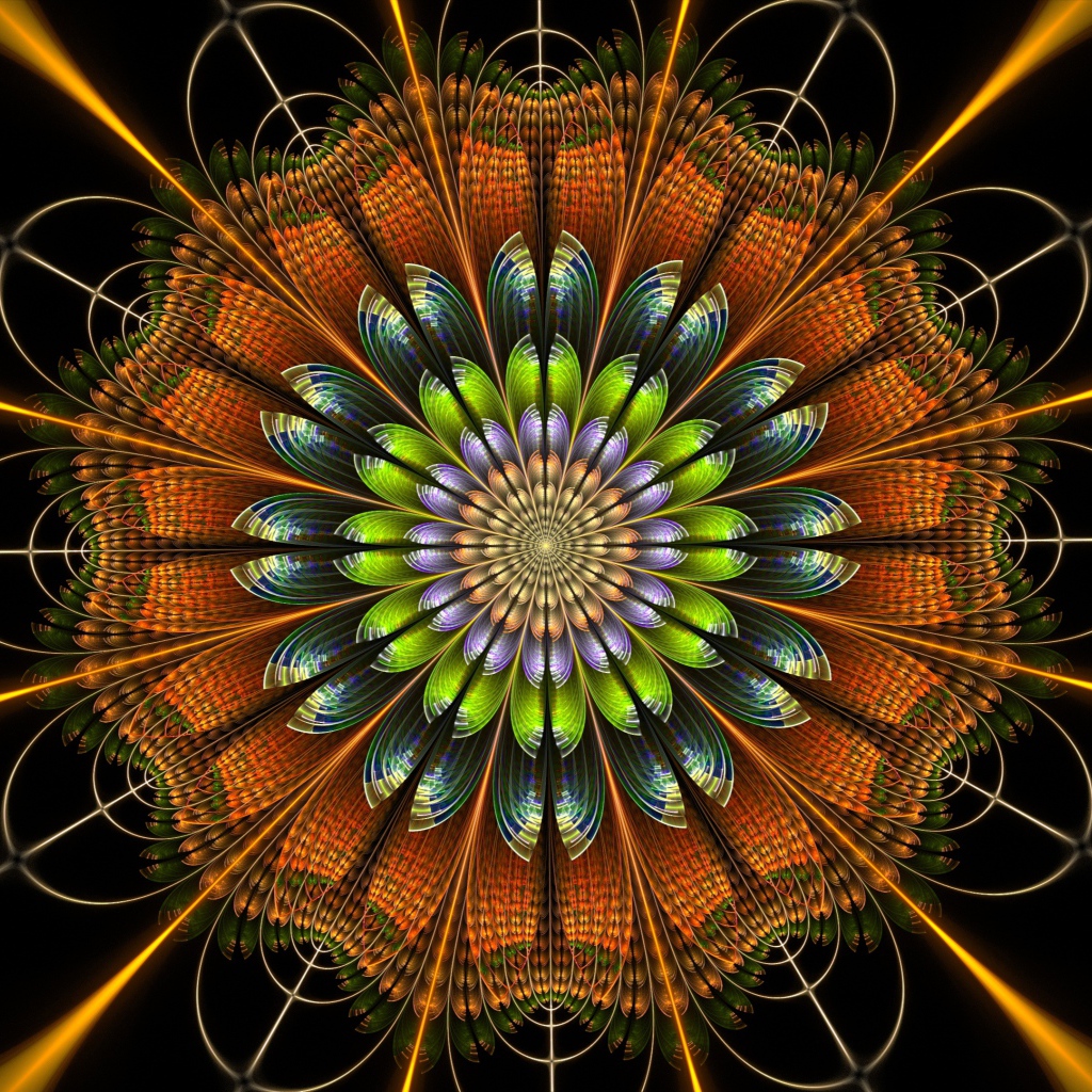 Цифровой цветок мандала крупным планом