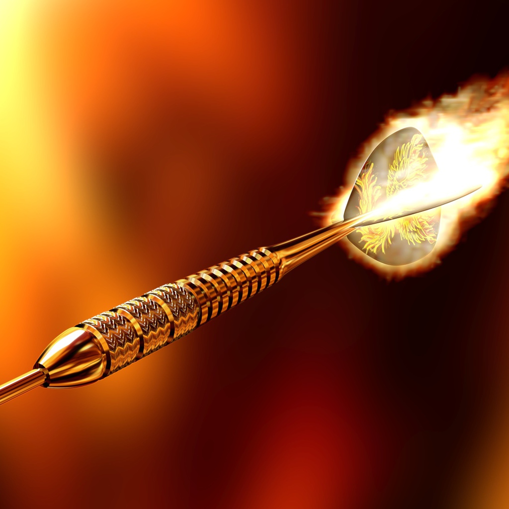 Дротик для дартс с огненным наконечником 3д графика