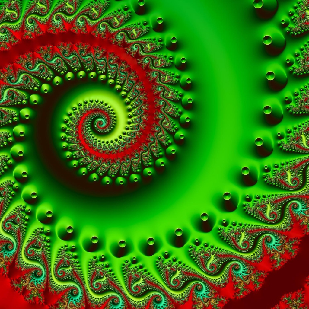 Зелено-красная абстрактная спираль 