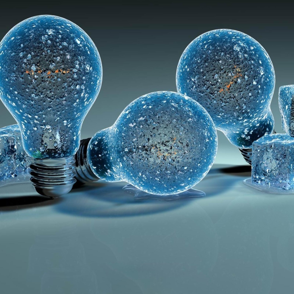 Ледяные лампочки на сером фоне 3д
