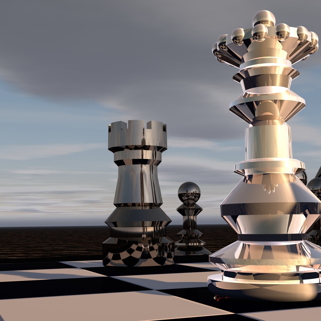 Большие стальные шахматные 3д фигуры