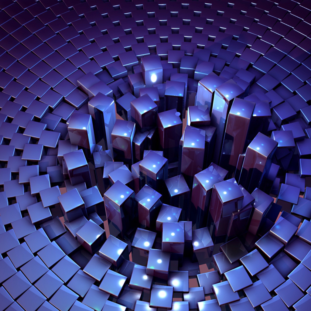 Много фиолетовых кубов 3д графика