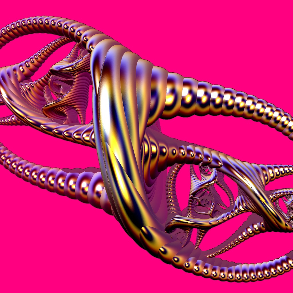 Металлический узел на розовом фоне 3д