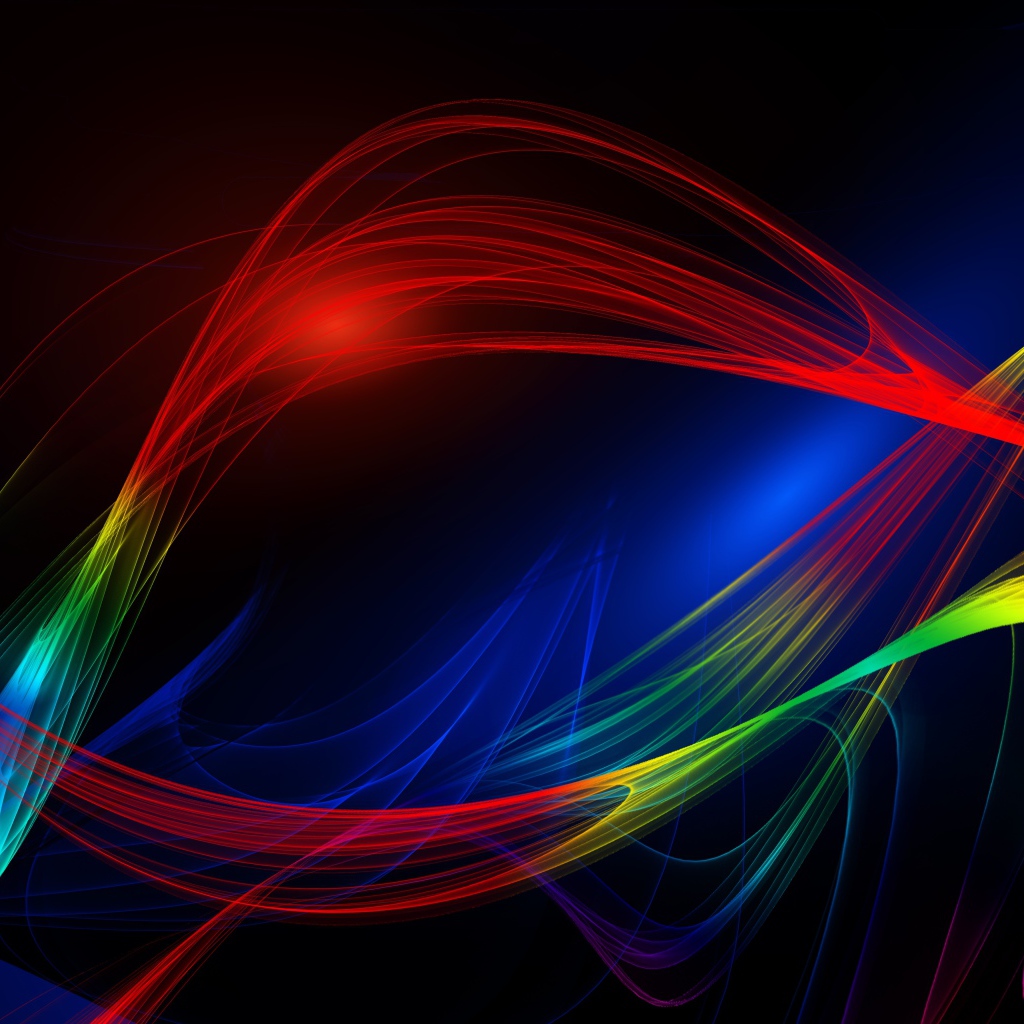 Разноцветные абстрактные волны на темном фоне