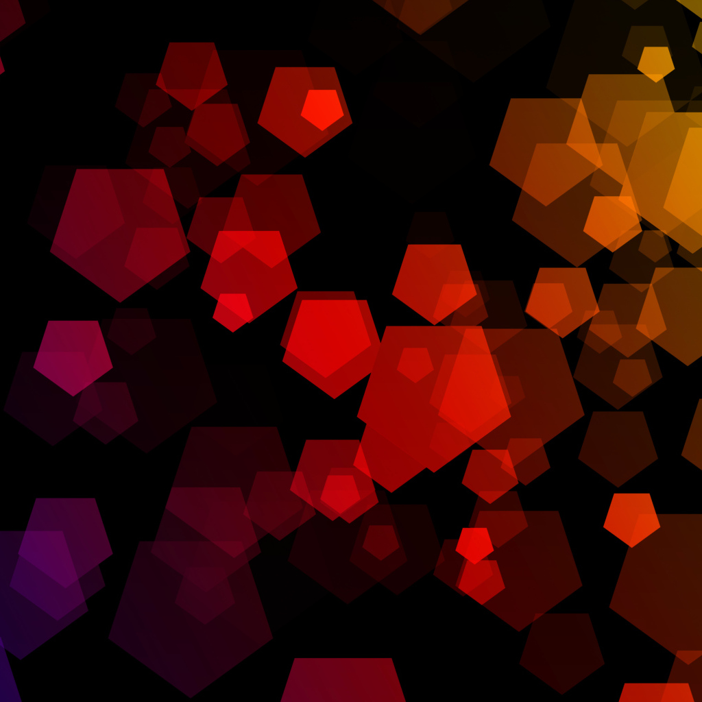 Разноцветные пятигранники на черном фоне