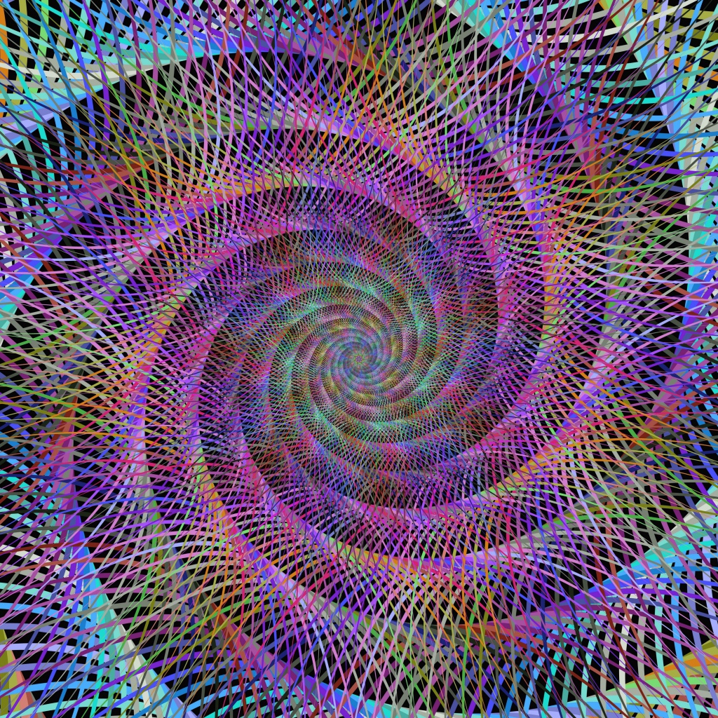 Разноцветный спиральный фрактальный рисунок
