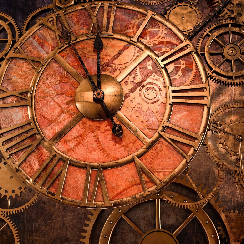 Старинные часы с шестеренками крупным планом
