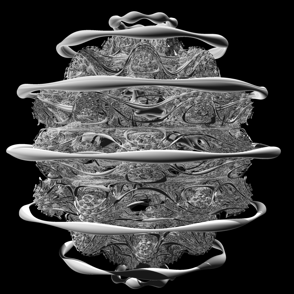 Белый фрактальный рисунок на черном фоне