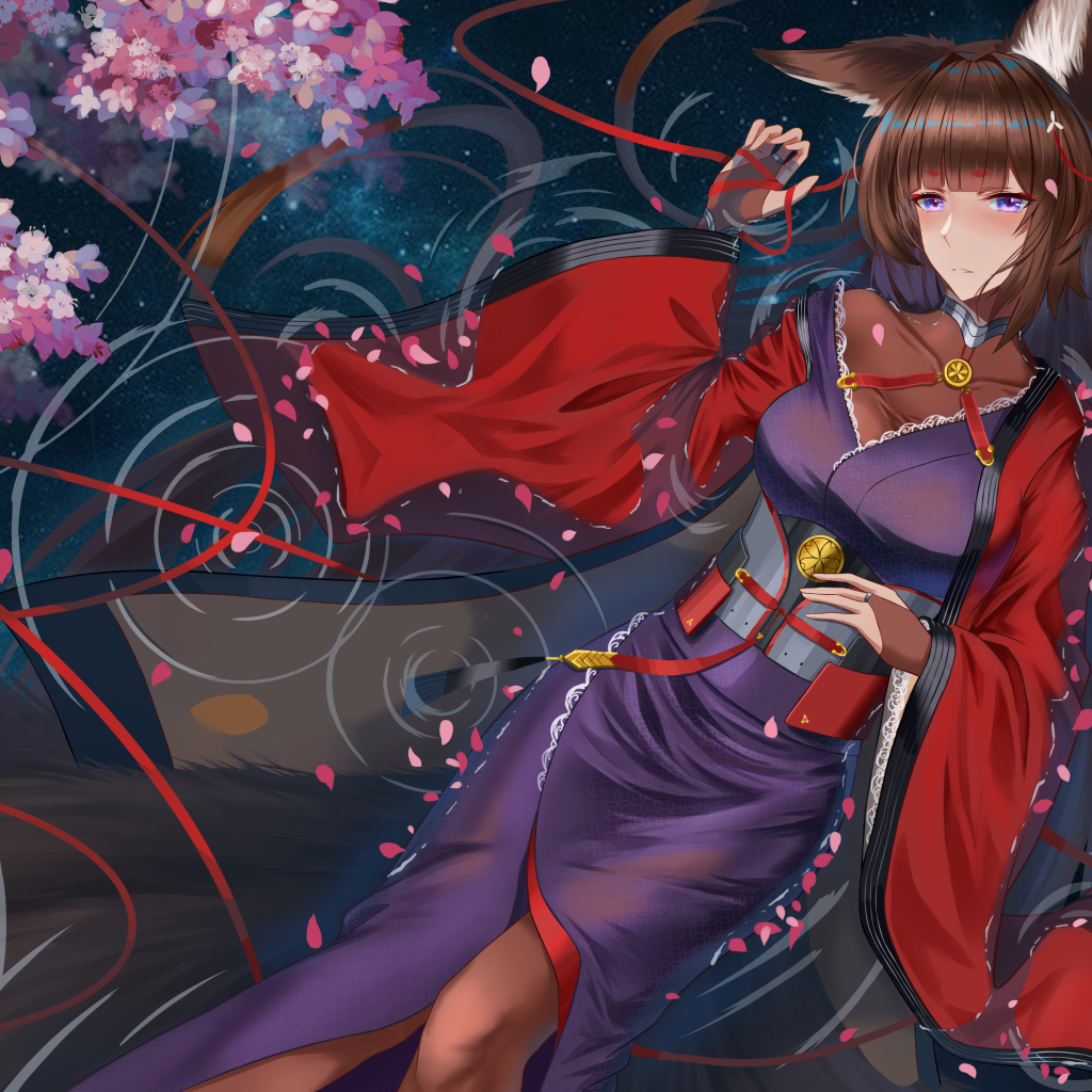 Девушка аниме Amagi с длинными волосами