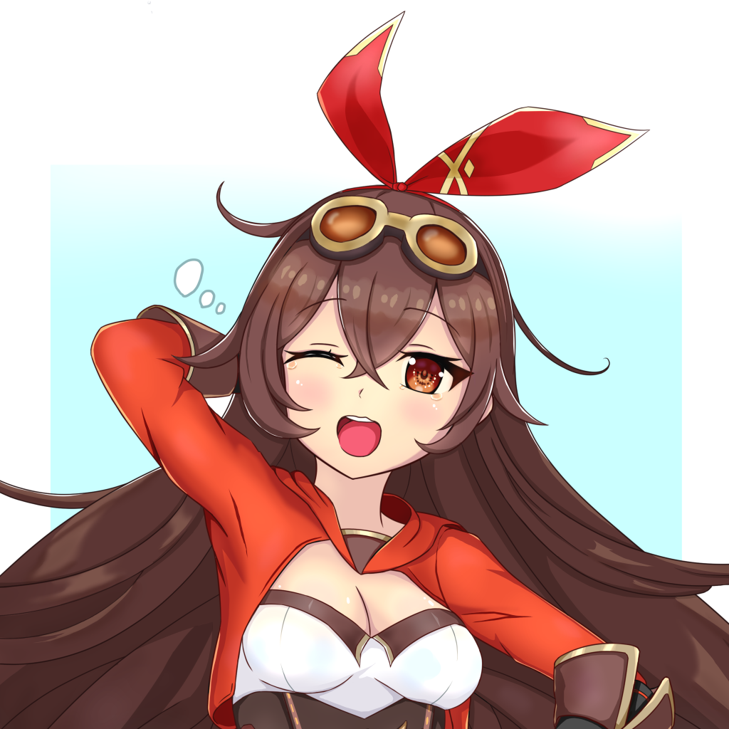 Девушка аниме с длинными коричневыми волосами