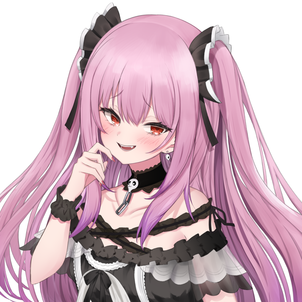 Девушка аниме с розовыми волосами на белом фоне