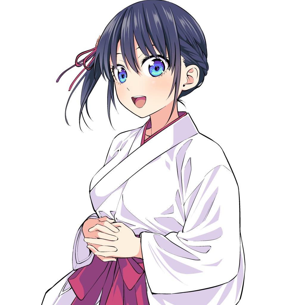 Персонаж Nagisa Minase аниме  Kanojo mo Kanojo на белом фоне в кимоно 