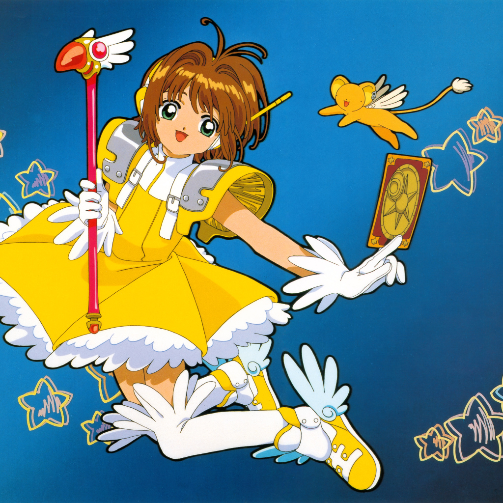 Девушка в желтом платье аниме  Сакура - Собирательница Карт