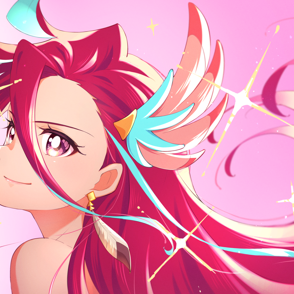 Девушка с длинными розовыми волосами аниме  Pretty Cure!