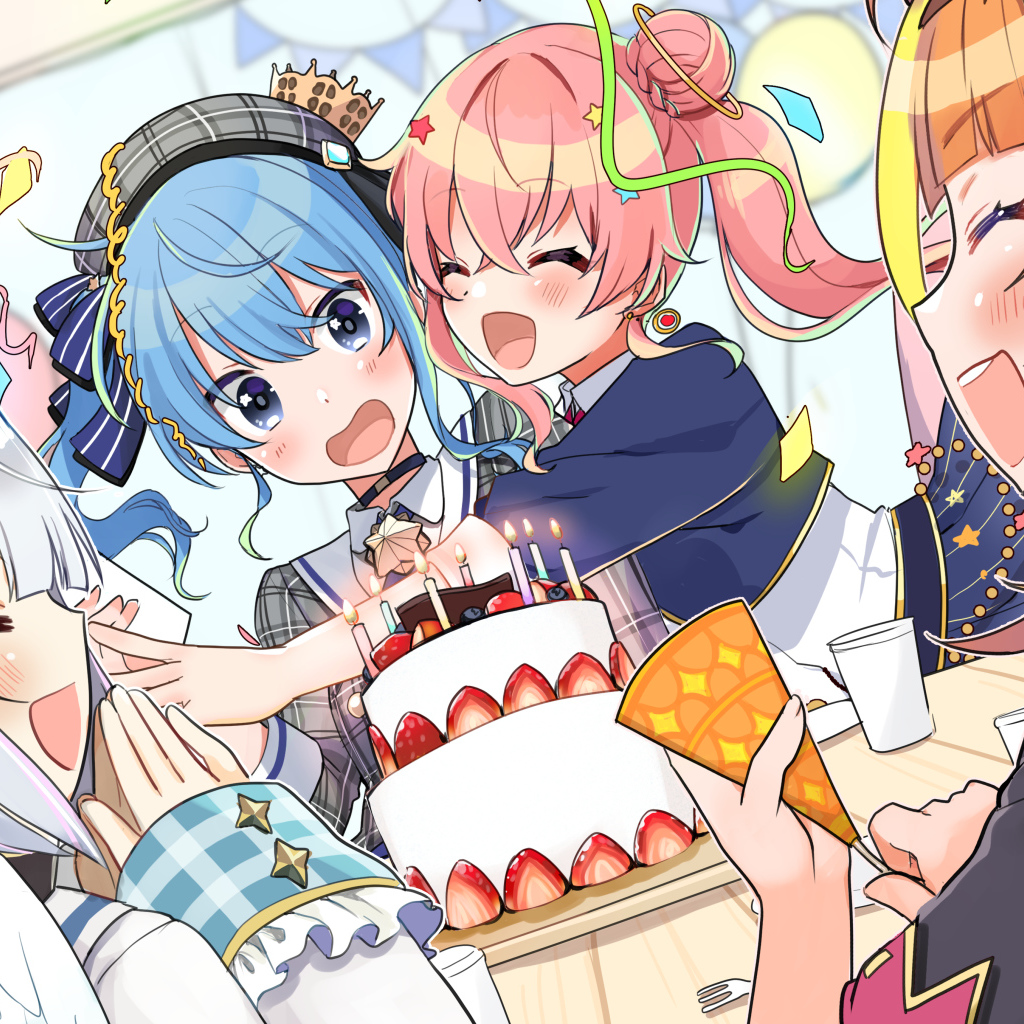Girls Celebrating Birthday Anime Virtual Youtuber